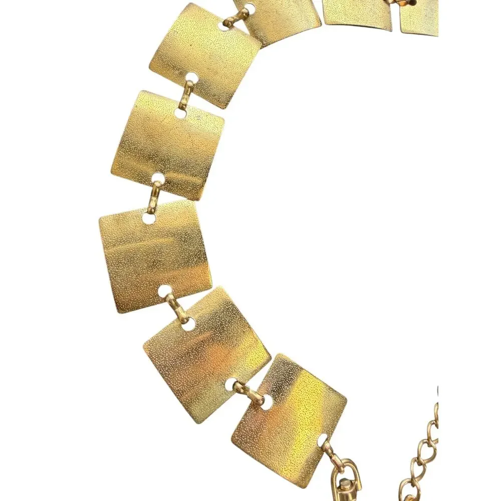 Gold Square Plate Chain Belt Y2K Festival Rave Metal Statement Adjustable OS